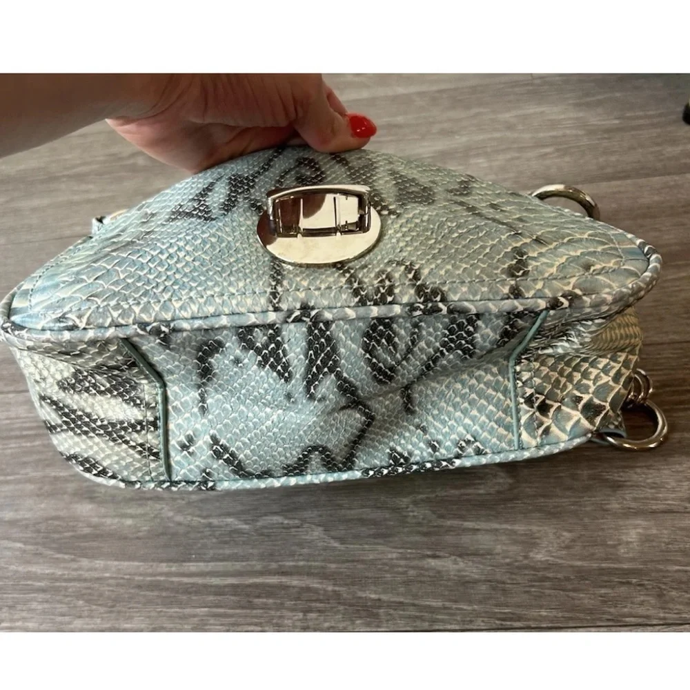 VTG 90’s Y2K Turquoise Exotic Snakeskin Python Luxury Handbag RARE - Picture 2 of 16